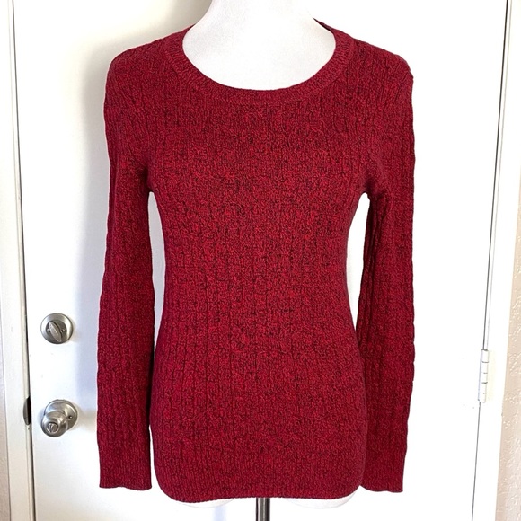 Karen Scott Red Cable Crew Sweater - Picture 1 of 3